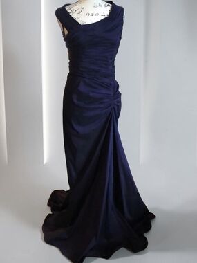 Adrianna Papell Rich Purple Ruched Evening Gown